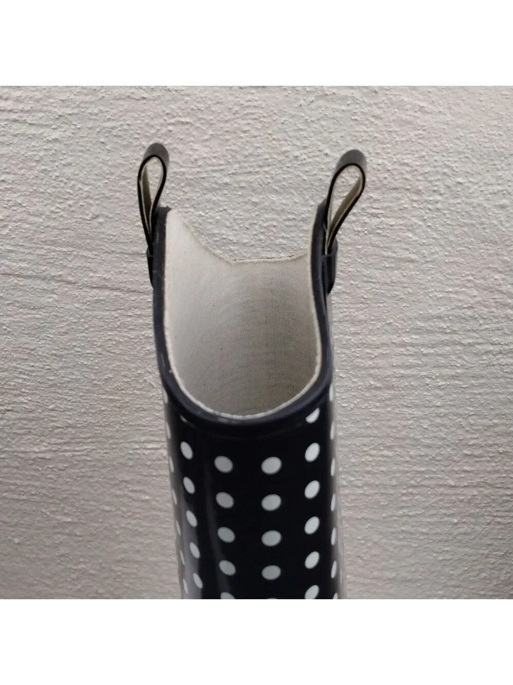 Bit & Bridle Black White Polka Dot Pointed Toe Heeled Western Style Rain Boot